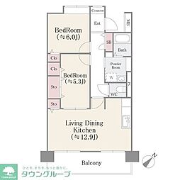 アルテーヌ新横浜 2LDKの間取図画像