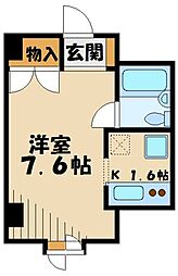 第1ウィステリアヒルズ 1Kの間取図画像