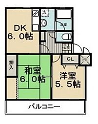 サニーヴィラ 2DKの間取図画像