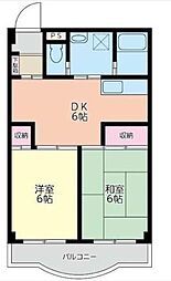 ヒカリマンションパート1 2DKの間取図画像
