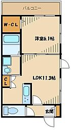 JR横浜線 町田駅 徒歩13分の賃貸マンション 1階1LDKの間取り