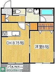ベルアート 2階1LDKの間取り