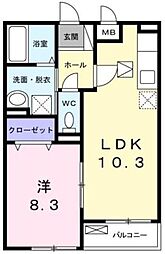 ゼファーノワール 1LDKの間取図画像