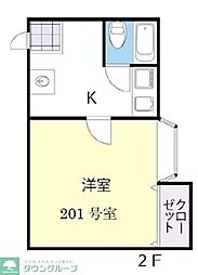東武東上線 鶴ヶ島駅 徒歩7分の賃貸アパート 2階1Kの間取り