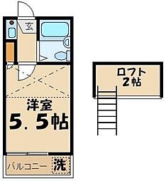 東武東上線 朝霞駅 徒歩9分の賃貸アパート 1階1DKの間取り