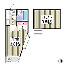 東武東上線 志木駅 徒歩18分の賃貸アパート 1階1Kの間取り