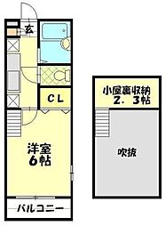 東武東上線 志木駅 徒歩14分の賃貸アパート 1階1Kの間取り