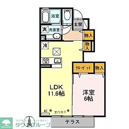 西武新宿線 航空公園駅 徒歩24分の賃貸アパート 1階1LDKの間取り