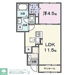 西武新宿線 本川越駅 バス8分 神明町下車 徒歩15分の賃貸アパート 1階1LDKの間取り