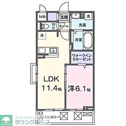 東武東上線 みずほ台駅 徒歩19分の賃貸アパート 2階1LDKの間取り