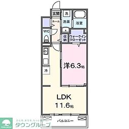 東武東上線 みずほ台駅 徒歩19分の賃貸アパート 2階1LDKの間取り