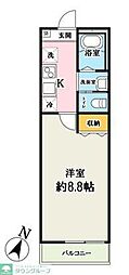 東武東上線 みずほ台駅 徒歩8分の賃貸アパート 3階1Kの間取り