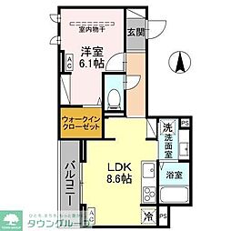 東武東上線 川越駅 徒歩11分の賃貸アパート 2階1LDKの間取り