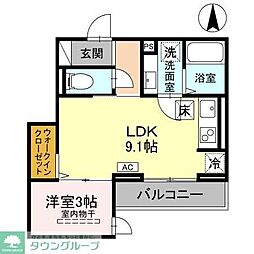 東武東上線 川越駅 徒歩11分の賃貸アパート 2階1LDKの間取り
