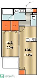 東武東上線 鶴ヶ島駅 徒歩5分の賃貸アパート 2階1LDKの間取り