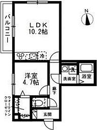 東武越生線 坂戸駅 徒歩6分の賃貸アパート 2階1LDKの間取り