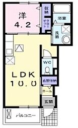 東武東上線 坂戸駅 徒歩23分の賃貸アパート 1階1LDKの間取り