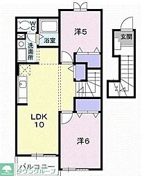 東武東上線 北坂戸駅 徒歩12分の賃貸アパート 2階2LDKの間取り