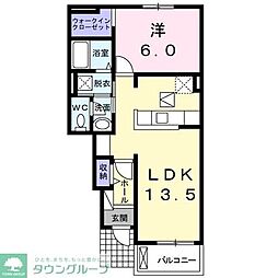 東武東上線 坂戸駅 徒歩17分の賃貸アパート 1階1LDKの間取り