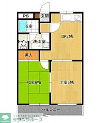 光マンション富士見野 2DKの間取図画像