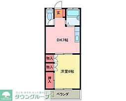 北坂戸ハイツ 1DKの間取図画像