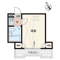 エイコウハイツB 1Kの間取図画像