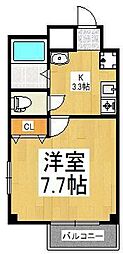 ペールアクア 1Kの間取図画像