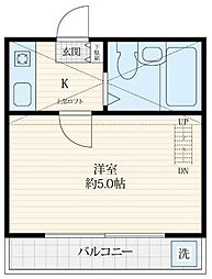 ビューハイム北坂戸 1Kの間取図画像