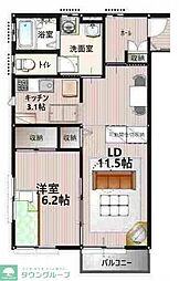 サンリスタアレーグレふじみ野 1LDKの間取図画像
