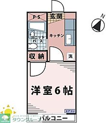 オレンジペコ ワンルームの間取図画像