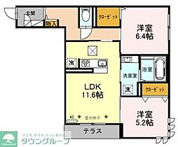 ムサオゴAS 2LDKの間取図画像