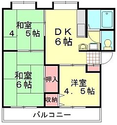 サンハイツA 3DKの間取図画像