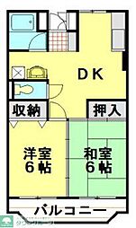 鴻の杉マンション 2DKの間取図画像