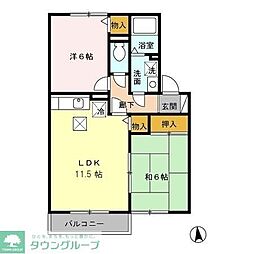 レフィナードB 2LDKの間取図画像