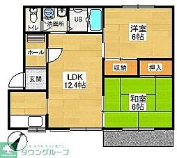 サニーハイム狭山B 2LDKの間取図画像