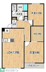 グロースボーネンB棟 2LDKの間取図画像