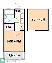 レオドリーム所沢 1Kの間取図画像
