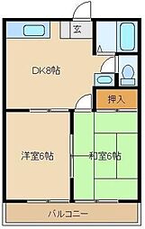 水子マンション 2DKの間取図画像