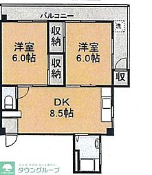 ハイツ仙波苑 2DKの間取図画像