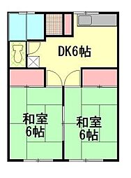 フォーレスト島村 2DKの間取図画像