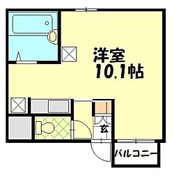 朝日ハイツ ワンルームの間取図画像