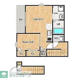 川越市大字大袋新田アパート 1LDKの間取図画像