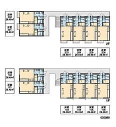 東武東上線 鶴瀬駅 徒歩24分の賃貸アパート 2階1Kの間取り