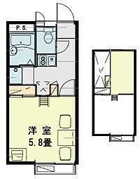 JR川越線 笠幡駅 徒歩14分の賃貸アパート 2階1Kの間取り