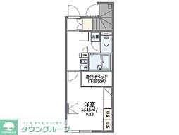 東武越生線 川角駅 徒歩20分の賃貸アパート 1階1Kの間取り