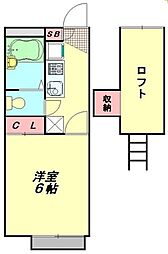 東武東上線 ふじみ野駅 徒歩19分の賃貸アパート 2階1Kの間取り