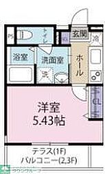 東武東上線 みずほ台駅 徒歩11分の賃貸アパート 1階1Kの間取り
