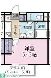 東武東上線 みずほ台駅 徒歩9分の賃貸アパート 1階1Kの間取り