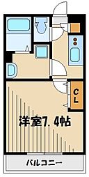 西武新宿線 狭山市駅 徒歩5分の賃貸アパート 2階1Kの間取り