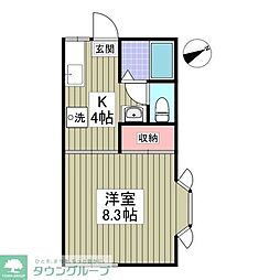 東武東上線 北坂戸駅 徒歩13分の賃貸アパート 1階1Kの間取り